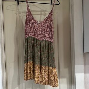 O'Neill Pink Tiered Mini Sundress Spaghetti Straps